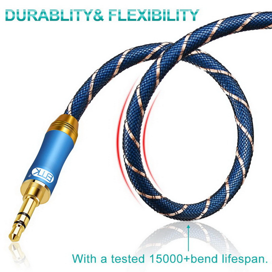 ERTK NEW AUX Blue Aux 3.5 to 3.5 Cable สายถักหนังงู สำหรับเครื่องเสียง