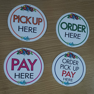 ป้าย ORDER, PICK UP, PAY HERE งานอะครีลิค+สติกเกอร์อิงค์เจทหมึกญี่ปุ่น เกรดคุณภาพ [ORDER PICK UP PAY HERE 3 IN 1]