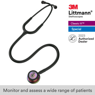 3M Littmann Classic III 27 inch, #5870 (Black Tube, Black,Rainbow-Finish Chestpiece Stainless Stem &amp; Eartubes)