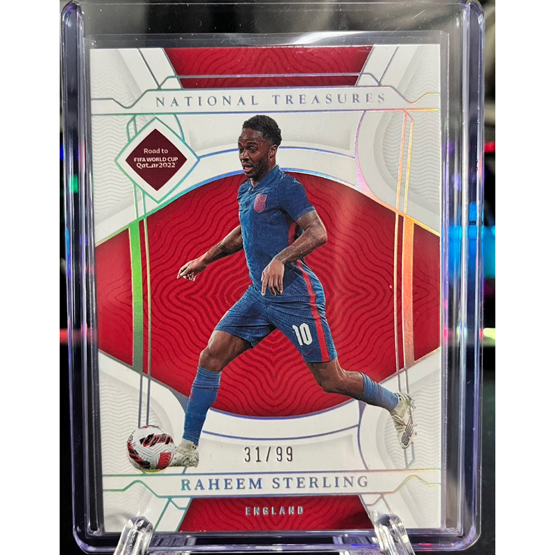 การ์ดฟุตบอล 2022 Panini National Treasures Road To Qatar Raheem Sterling /99
