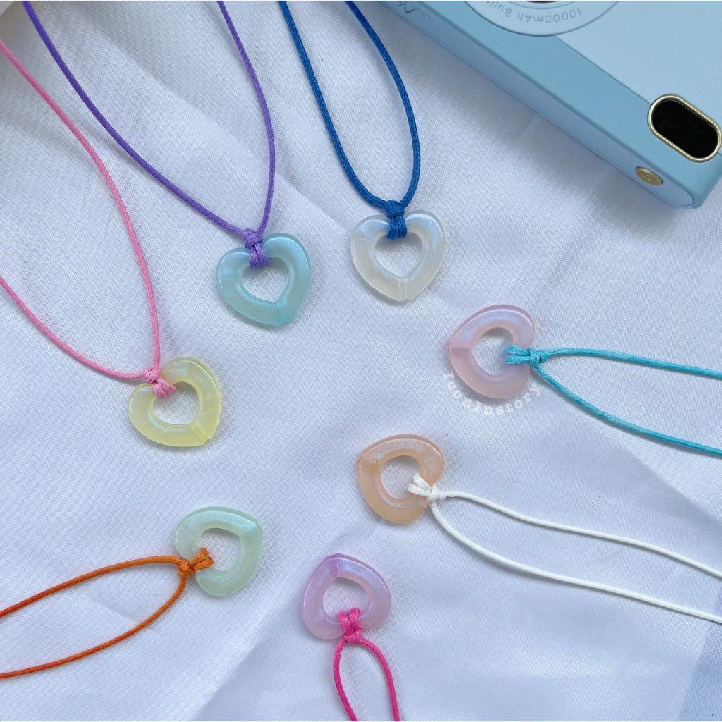 สร้อยคอ พร้อมจี้ หัวใจมุก Glitter V.1 💗  (พร้อมส่ง) สไตล์น่ารัก ฉบับY2K