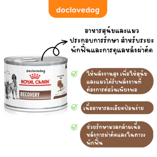 Royal Canin Recovery can 195g อาหารกระป๋องสำหรับสุนัขและแมวป่วย พักฟื้นหลังผ่าตัด