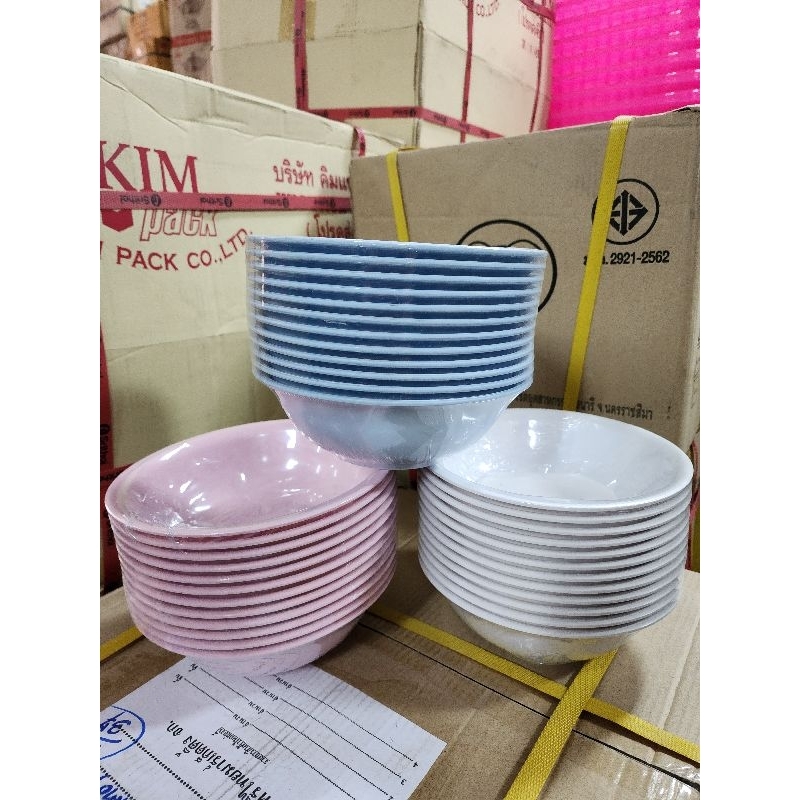 Srithai Melamine ชามเมลามีน (12ใบ) ถ้วยใส่น้ำซุป ถ้วยก๋วยเตี๋ยว / ทำจากเมลามีน ตราหัวช้าง (ผลิตโดย S