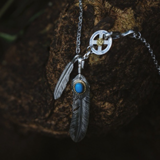 925 sterling silver 𝐆𝐨𝐫𝐨۱ Seiko Turquoise Feather สร้อยคอจี้ สร้อยคอ Charm ไม่จำกัดเพศ