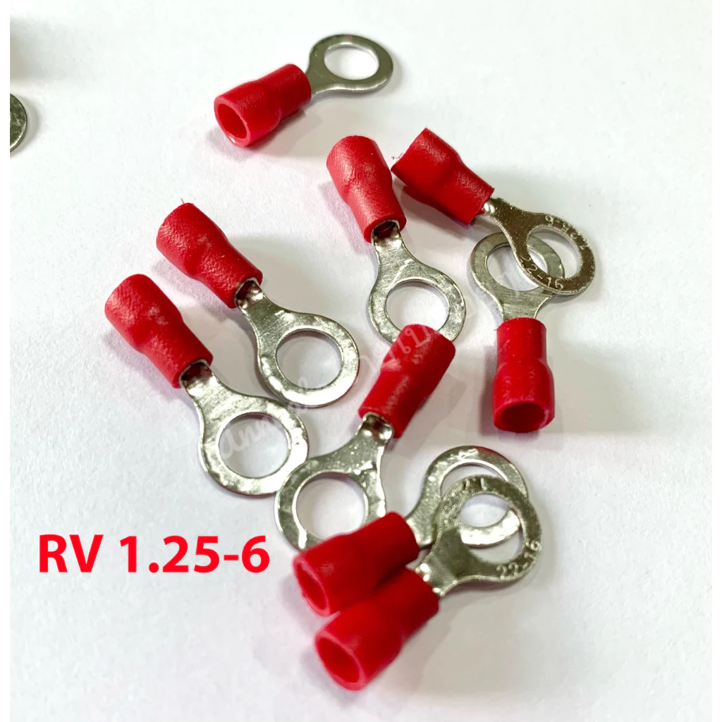 หางปลา ทองเหลืองชุบดีบุก RV 1.25-6 1.25-8 หางปลากลม หางปลา หุ้มฉนวน ฉนวน lug