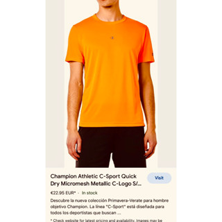 Champion Athletic fit C-Sport Quick Dry Micromesh เสื้อยืด แขนสั้น สำหรับวิ่ง ผู้ชาย แชมป์เปี้ยน