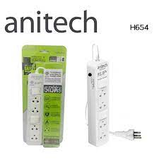 (H654) anitech มอก. 4ช่อง2สวิตซ์ 5 ม.PLUG (ปลั๊กไฟ) ANITECH 4-WAY H654 5.0 METER (WHITE)