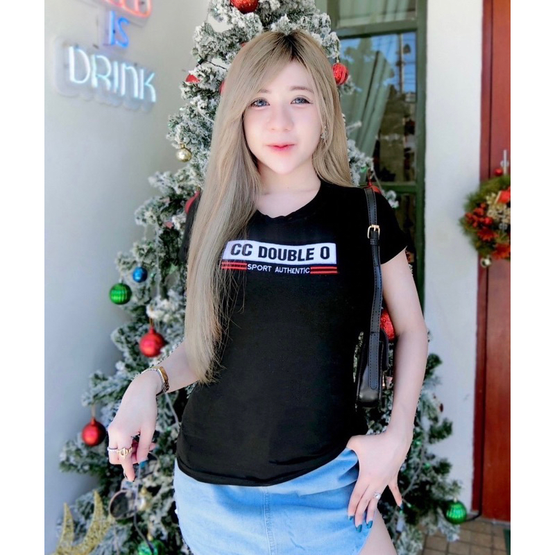 เสื้อยืดนมโตคอกลม/ปักลาย อก32-36นิ้ว