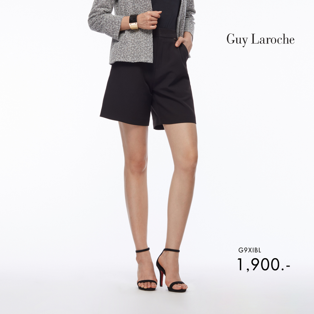 Guy Laroche woman's work pants King Suiting กางเกงทำงานผู้หญิง ขาสั้น สีดำ G9XIBL