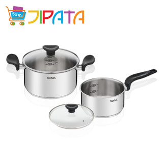 TEFAL รุ่น E308S474  ชุดหม้อสเตนเลสพร้อมฝาแก้ว Primary Set (ชุด 4 ชิ้น)