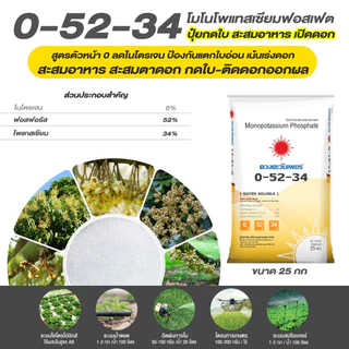 แม่ปุ๋ย 0-52-34 โมโนโพแทสเซียมฟอสเฟต MKP ปุ๋ยเกล็ด สะสมอาหารเพื่อการออกดอก ตัดใบอ่อน (ชนิดแบ่งขาย)ขนาด 1 kg