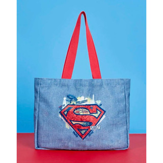 🌷 ลิขสิทธิ์แท้ SUPERMAN 🌷กระเป๋าผ้าใบใหญ่ ถุงผ้า กระเป๋าช็อปปิ้ง shopping bag สไตล์ y2k ยุค90 ซูเปอร์แมน