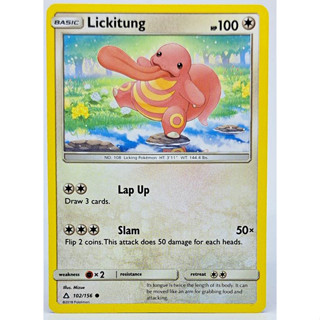 การ์ดโปเกม่อน En ชุด Sun &amp; Moon - Ultra Prism ปี 2018 No.102/156 Lickitung [C]