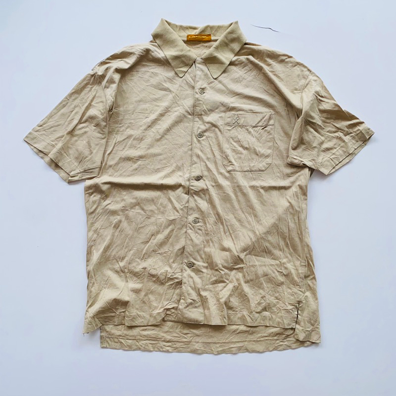 #lancel #paris #vtg short-sleeve cotton/rayon polo shirt made in Japan อก 21.5 ยาว หน้า 27 หลัง 29 ไหล่ 21 ราคา 199