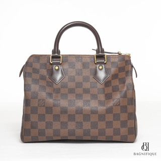 LOUIS VUITTON SPEEDY 25 BROWN DAMIER EBENE CANVAS GHW