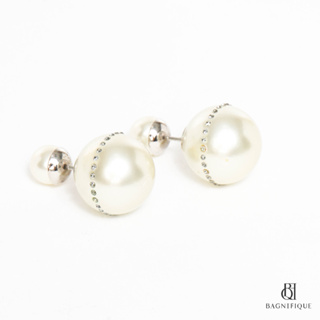 DIOR EARRING WITH PEARL 1.5 CM WHITE CRYSTAL