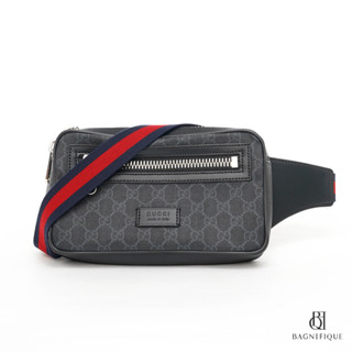 GUCCI BELT BAG BLACK GG MONOGRAM GHW