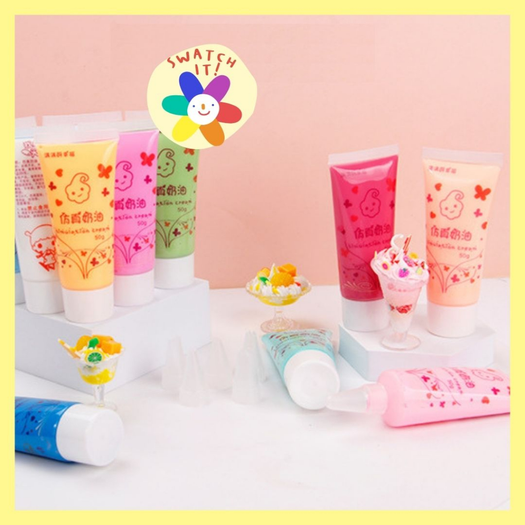 วิปครีมปลอม 50 กรัม หลอดพอดีมือ จับสะดวก วิปครีมตกแต่งเคสมือถือไอแพด งานศิลปะ