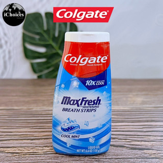 [Colgate] Max Fresh Liquid Toothpaste with Mini Breath Strips Cool Mint 130 g ยาสีฟันคอลเกต คูลมิ้นท์ เบรธสตริป