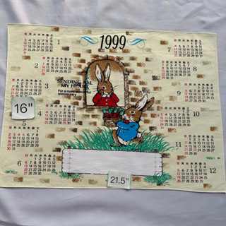 Vintage Rabbit Calender ผ้าลายปฏิทินตกแต่งวินเทจ