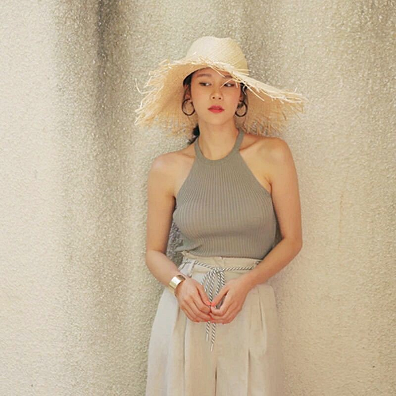 BikiniFC🧸 SB238 หมวกสานปีกกว้าง ขอบรุ่ย หมวกกันแดด ใส่เที่ยวทะเล - รูปที่ 2