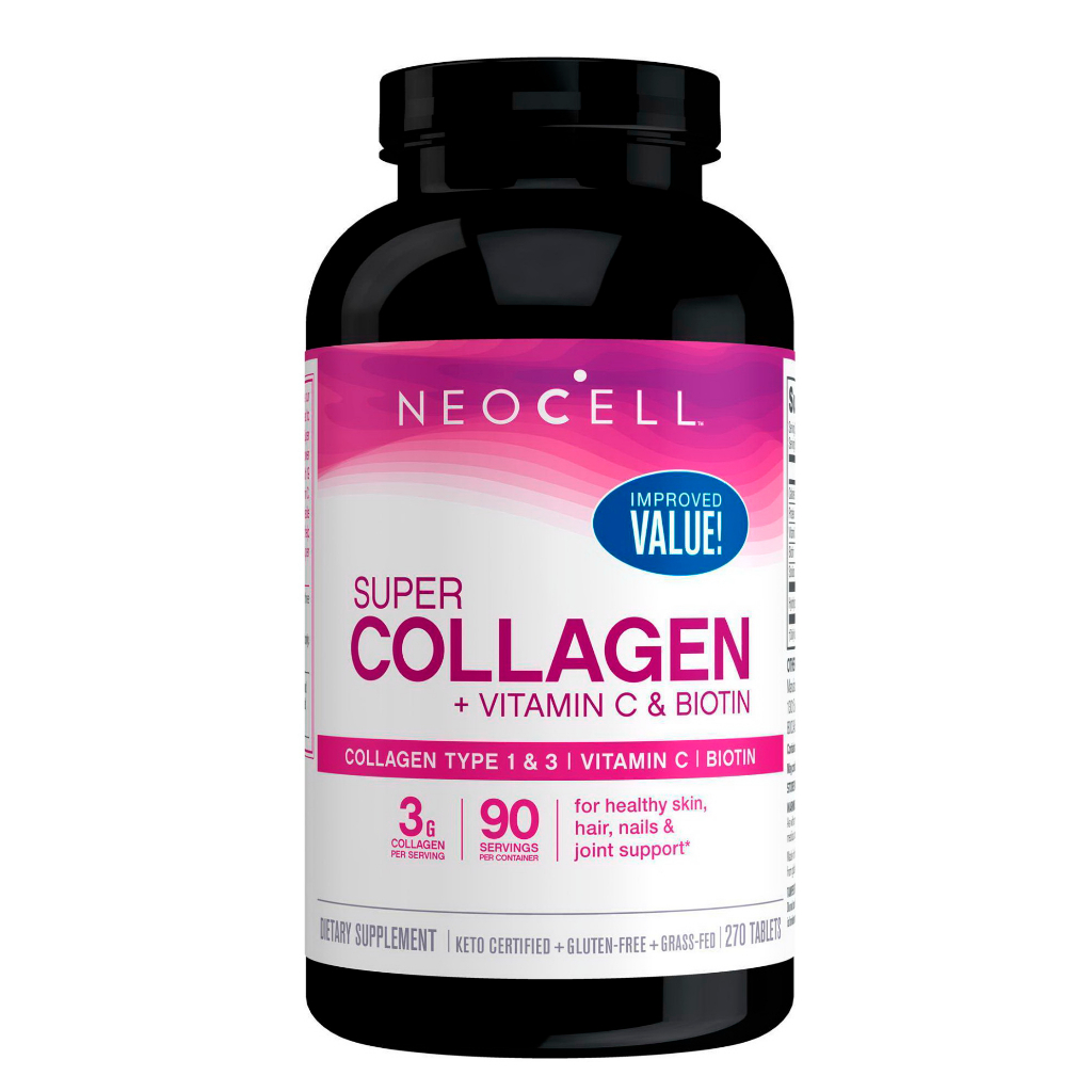 NeoCell Super Collagen+C 6,000 MG Collagen Type 1&3 Non-GMO คอลลาเจน (1 กระปุก /270 เม็ด)