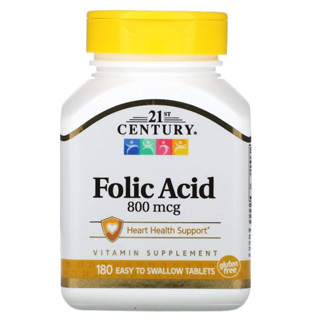 (พร้อมส่ง) 21st Century Folic Acid 800 mcg 180 Easy to Swallow Tablets