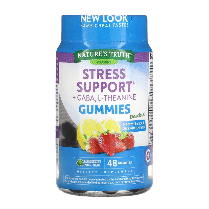 Nature's Truth Stress Support + GABA, L-Theanine, Natural Lemon &amp; Strawberry, 48 Gummies