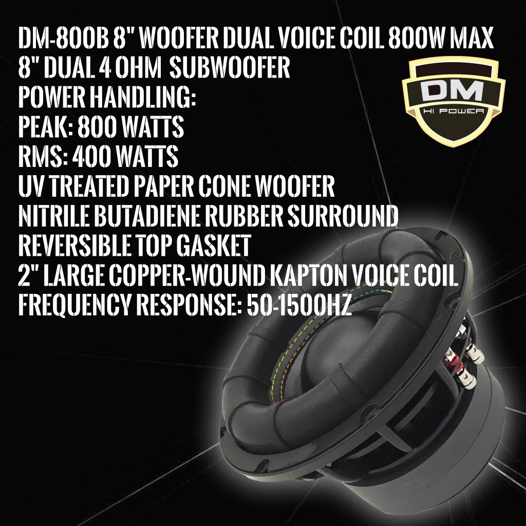 ลำโพงซับวูฟเฟอร์ติดรถยนต์ 8 นิ้ว DM POWER รุ่น DM-800B ขอบโดนัทเย็บขอบ2ชั้น ลำโพงเบสแรงเกินตัว ราคาต