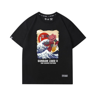 Mobile Suit Gundam and Kanagawa Surf MSM-07S ZGok แขนสั้นเสื้อผ้าฝ้ายพิมพ์ลายอนิเมะชายเสื้อยืด