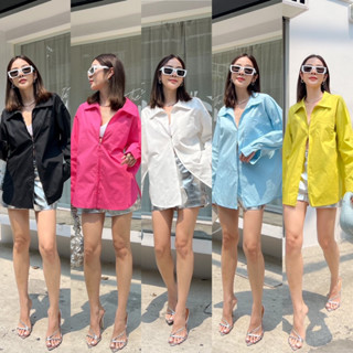 Item ลูกรักซัมเมอร์☀️(350฿ฟรีส่ง) กับเสื้อเชิ้ตโอเวอร์ไซส์ ลุคเบสิคที่ใส่ได้ทุกซีซั่น รุ่นนี้ดีไซส์ซิปหน้า amuse