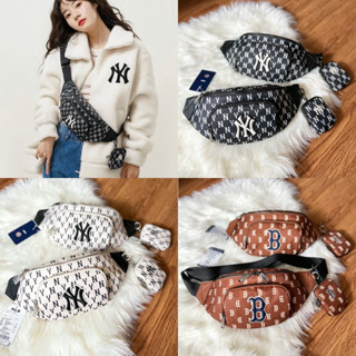 ถูกที่สุด ของแท้100% MLB Unisex JACQUARD MONOGRAM BELT BAG