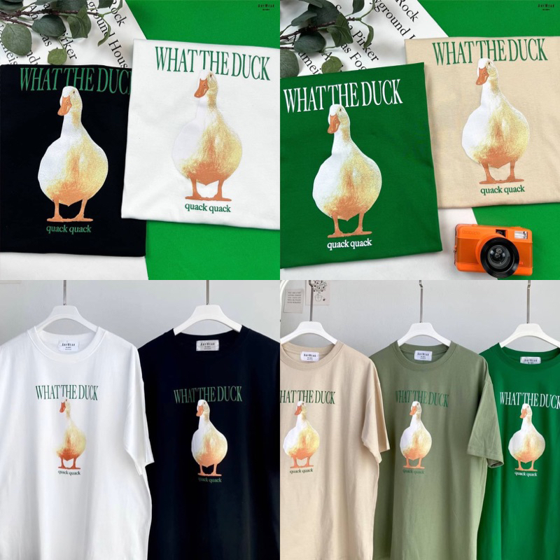 เสื้อยืด Oversize ลายเป็ด What the duck by AnyWear ผ้าCotton100% ผ้านุ่ม ทรงเกาหลี ใส่สบาย