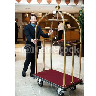 รถเข็นกระเป๋าโรงแรม Hotel Luggage Trolley Cartใหม่ สูง190cm,186cm สีทอง รับกระเป๋าสัมภาระลูกค้าโรงแรมหรู -มีพร้อมส่ง-