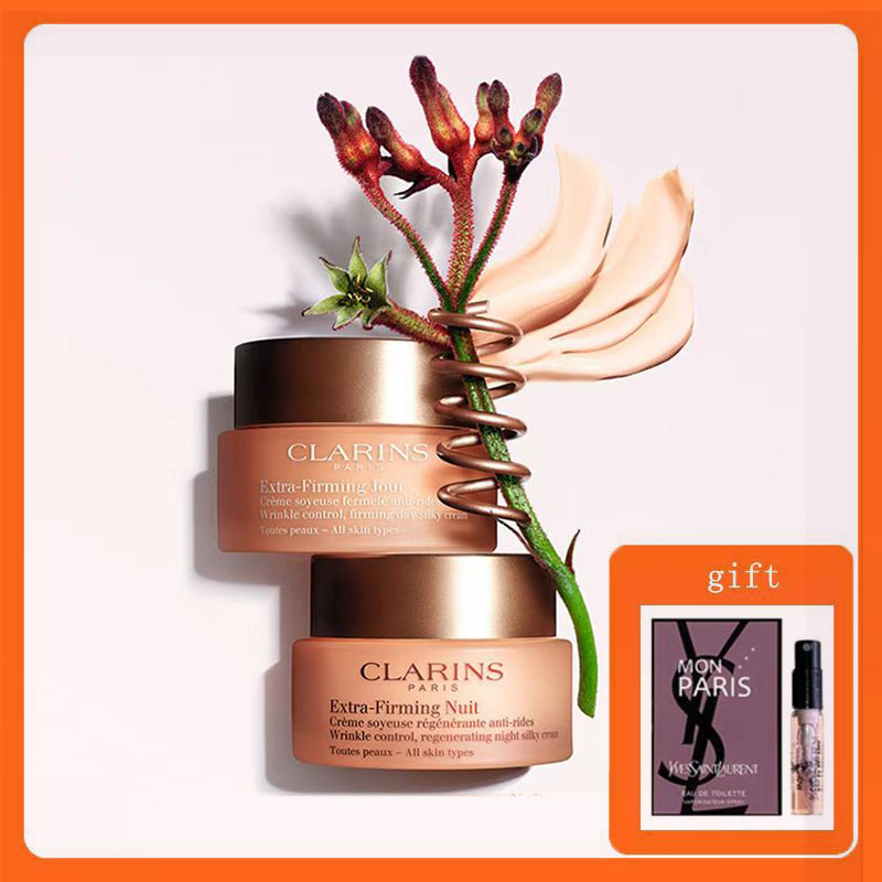 【ของแท้ ครีมคาแรงส์】Clarins Extra-Firming Partners Day Cream 50ml+ Night Cream 50ml