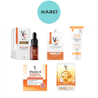 Vit C Bio face Serum (10 ml.) / Whitening Cream 7 g./ VC Vit C Acne Foam (50 g.) /Pure Power Shot (14 ซอง) /Mask (33 ml)