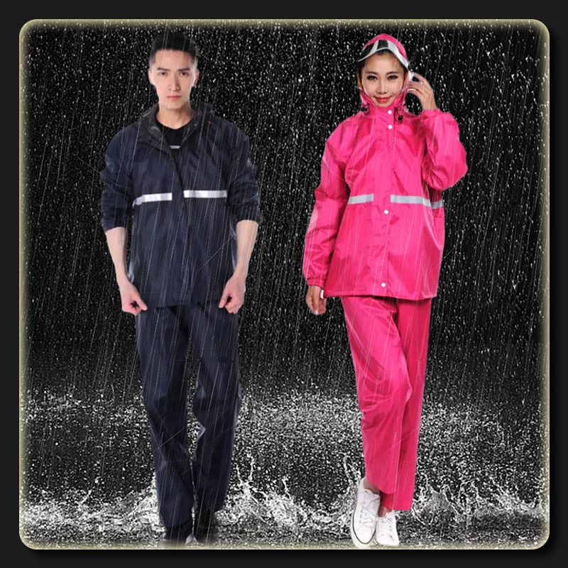 New Alitech ชุดกันฝน สีกรมท่า มีแถบสะท้อนแสง หมวกติดเสื้อ