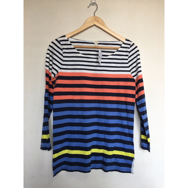 เสื้อยืด J CREW Factory อกหน้าผ้า 34 นิ้ว ผ้ายืด เสื้อลายทาง stripe t shirt