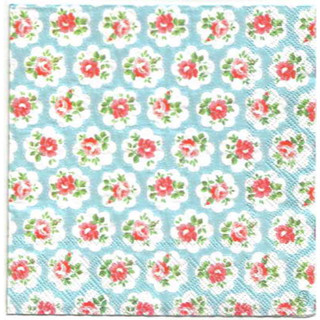 Pladao Napkin ภาพ Cath Kidston กรอบดอกไม้ กุหลาบ พื้นฟ้า กระดาษ แนพกิ้น สำหรับงานศิลปะ เดคูพาจ decoupage ขนาด L 33x33