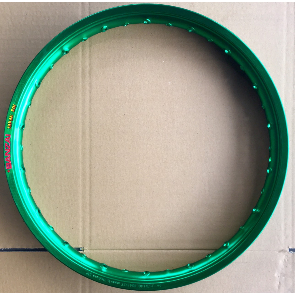 1วง ขอบล้อ บันไซ Banzai  1.4x17 สีเขียว แท้100% ล้อสี ล้อโล