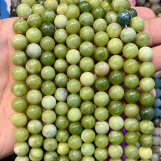 หยกเกาหลี Korean Jade**เนื้อทึบพิเศษ** ทรงกลม เส้นยาว เกรด A