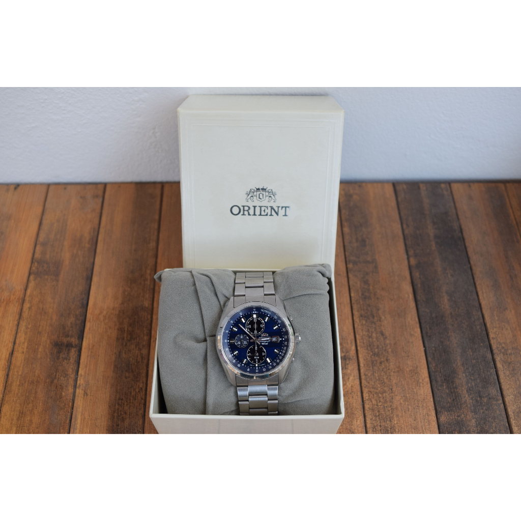 Orient chronograph quartz Men's Watch TY01-C1-B blue Dial With Box - Japan