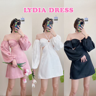 LYDIA DRESS เดรสต่อแขนเว้าเอว มีเชือกผูกคอ