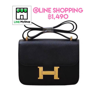 (Pre-order)หนังแท้100% 💼กระเป๋า H Constance Bag สีNoir/ดำ 22.7x17 cm