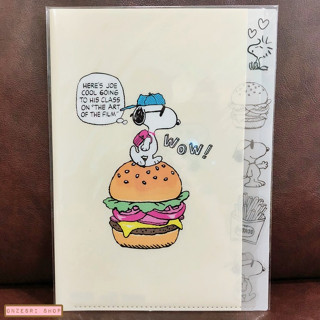 แฟ้ม A4 ลาย Snoopy Burger สีขาว แยกใส่เอกสารได้ 5 ช่อง ตรงที่แบ่งแต่ละช่องเป็นแบบลายสวย