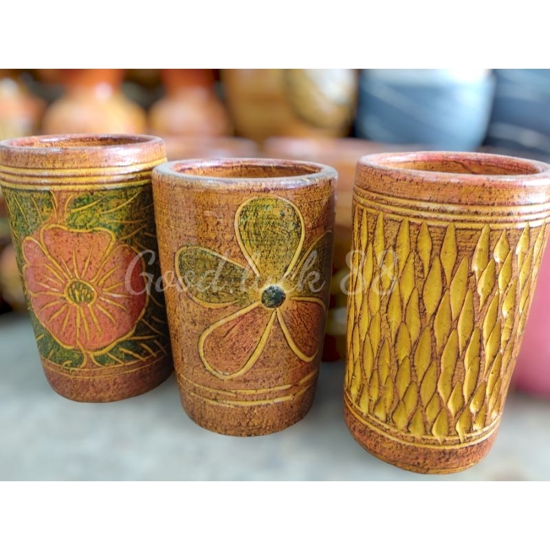 แจกันดินเผา เครื่องปั้นดินเผา ทรงกระบอก สูง 19-20 ซม.(ราคาต่อ/ใบ)พร้อมส่ง!