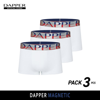 DAPPER กางเกงชั้นในชาย ขาสั้น Dapper Magnetic ทรง Trunks สีขาว 006E [SET 3 ชิ้น]