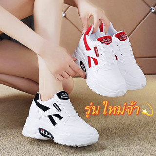 leeblackshoe☀️มาใหม่☀️รองเท้าผ้าใบหญิงเเฟชั่น ทันสมัยเเละสไตล์ฮิต เสริมส้น7cm No.A579(บ้าน2)