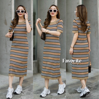 🌈🌿🌺🌸🌼🤎🧡🇰🇷Knit Stripe Maxi Dress