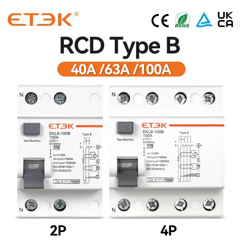 [สินค้าพร้อมส่ง] RCCB type B 2P 40A/30mA ยี่ห้อ ETEK